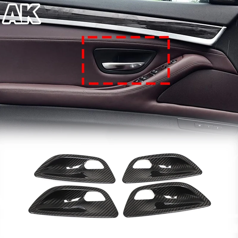 

For BMW 5 Series F10 F11 F18 2011-2017 Real Carbon Fiber Car Inner Door Handle Bowl Panel Trim Cover Protection Car Accessories