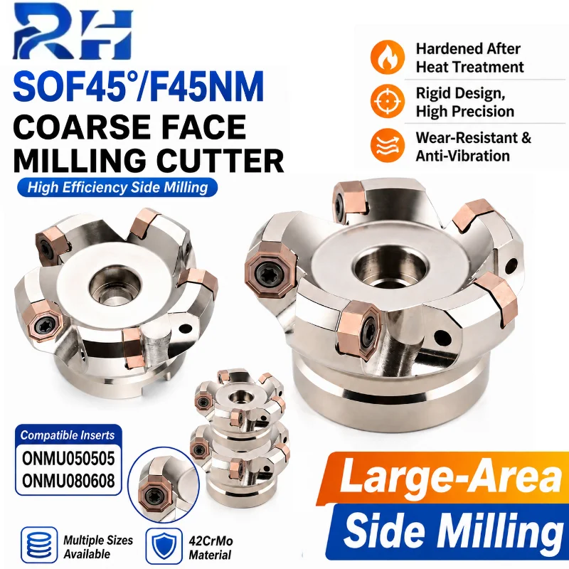 SOF45 F45NM Face Milling Cutter Head 45° 50 63 80mm Roughing Tool for ONMU0505 ONMU0806 Inserts Fast-forward Heavy Cutting Tool