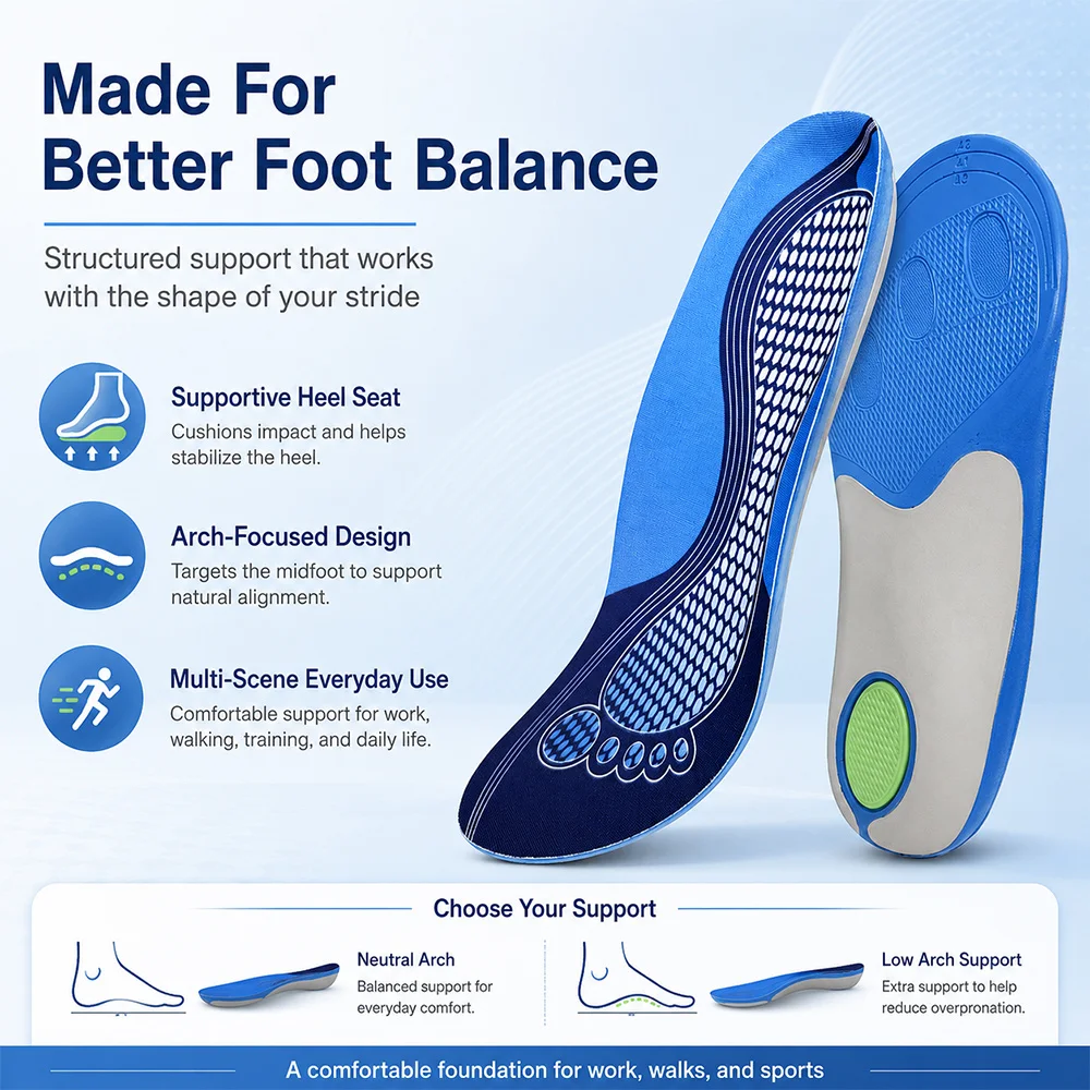 Transverse Arch Support Insoles Orthopedic Flat Foot Correction Treatment Cushion Shock Absorbing Sports Improve Leg Shape