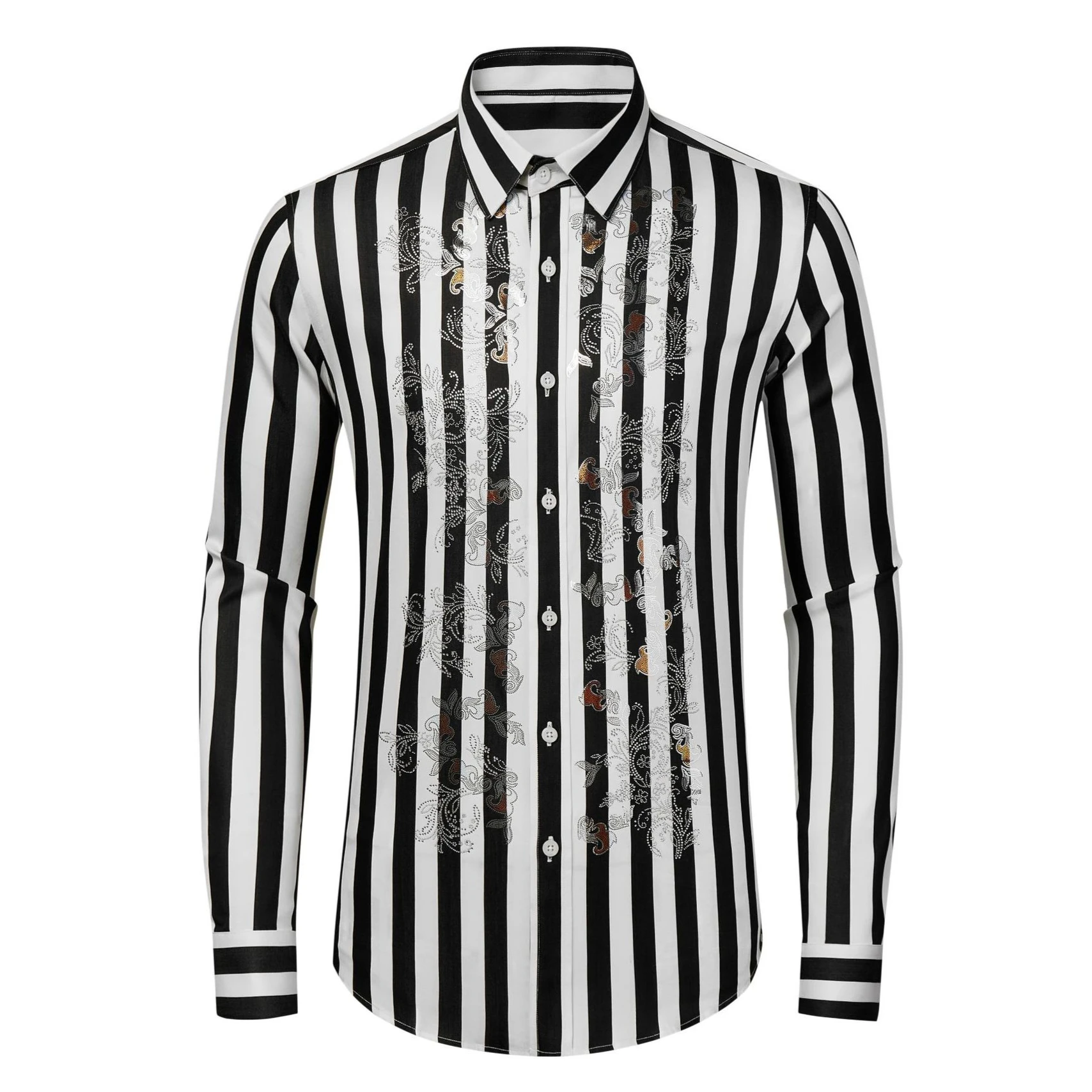 High Quality Rhinestone Shirt Men's Slim Fit Casual Business Social Shirt Banquet Party Host Stage Performance Shirts M-4XL