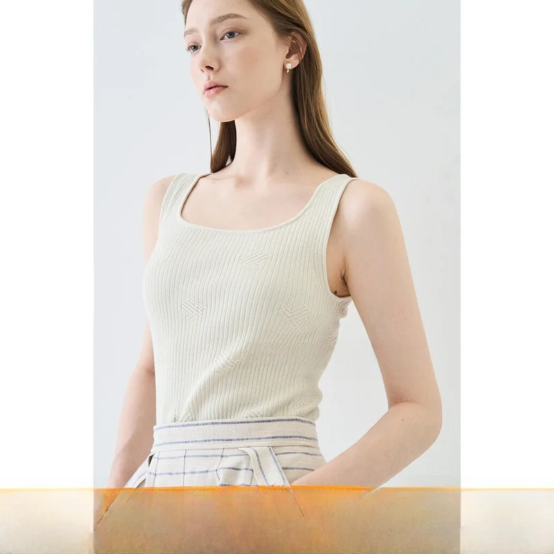 Korean Sle Thin Knitted Vest Elastic Slim Fit Svel Bal Pure Color Commute Sle QPP Brand Summer Season S