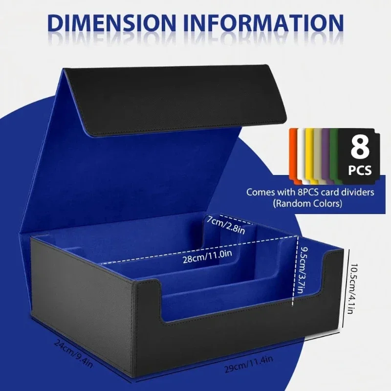 Trading Card Storage Box Bulk Card Storage for 1800+ Sleeved Cards PU Leather Magnetic Closure Card Organizer for Sports Cards