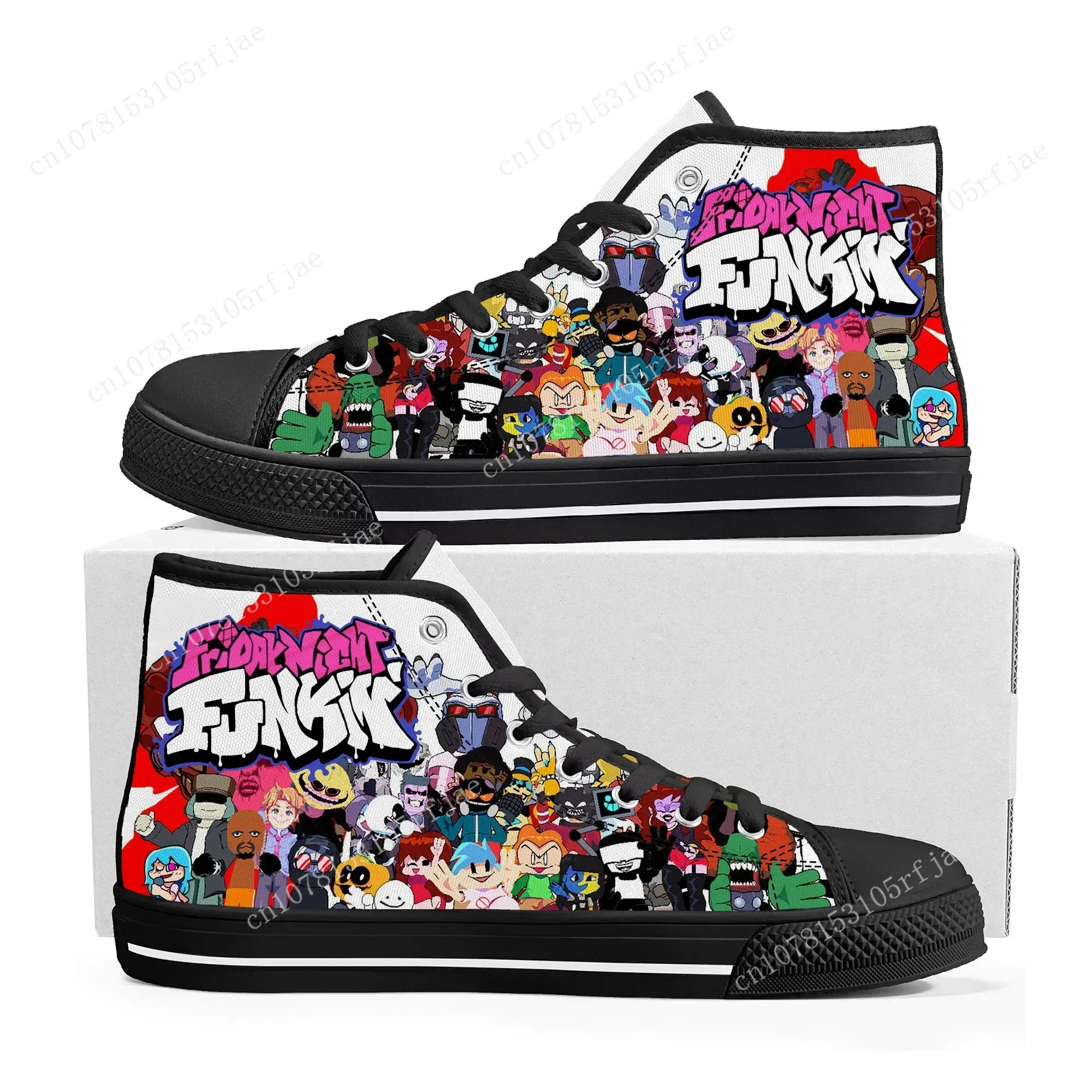 Funkin Cartoon Night Game Friday High Top Sneakers Mens Womens Teenager High Quality Canvas Sneaker Custom Built Couple Shoes