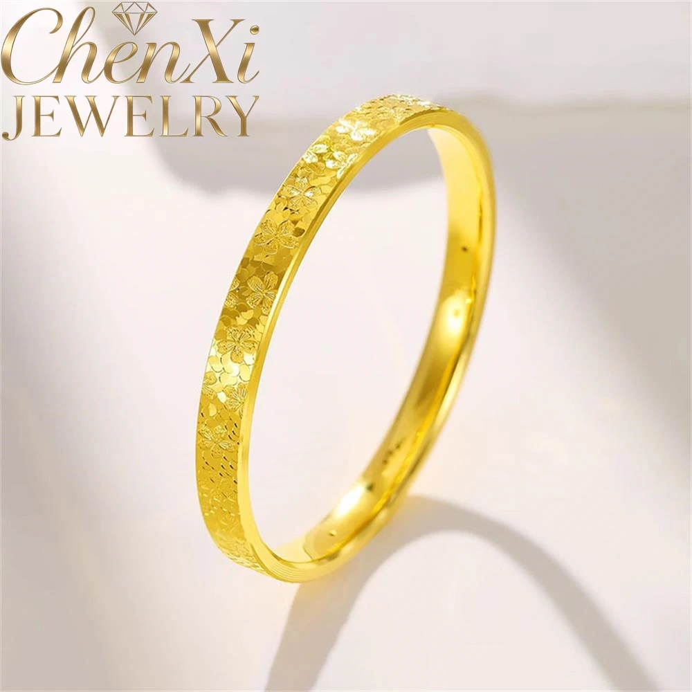 

High-End Sand Gold Cherry Blossom Crushed Ice Bracelet Luxury Quality Fashion Fine Jewelry Exquisite Elegant Popular Charms Gif