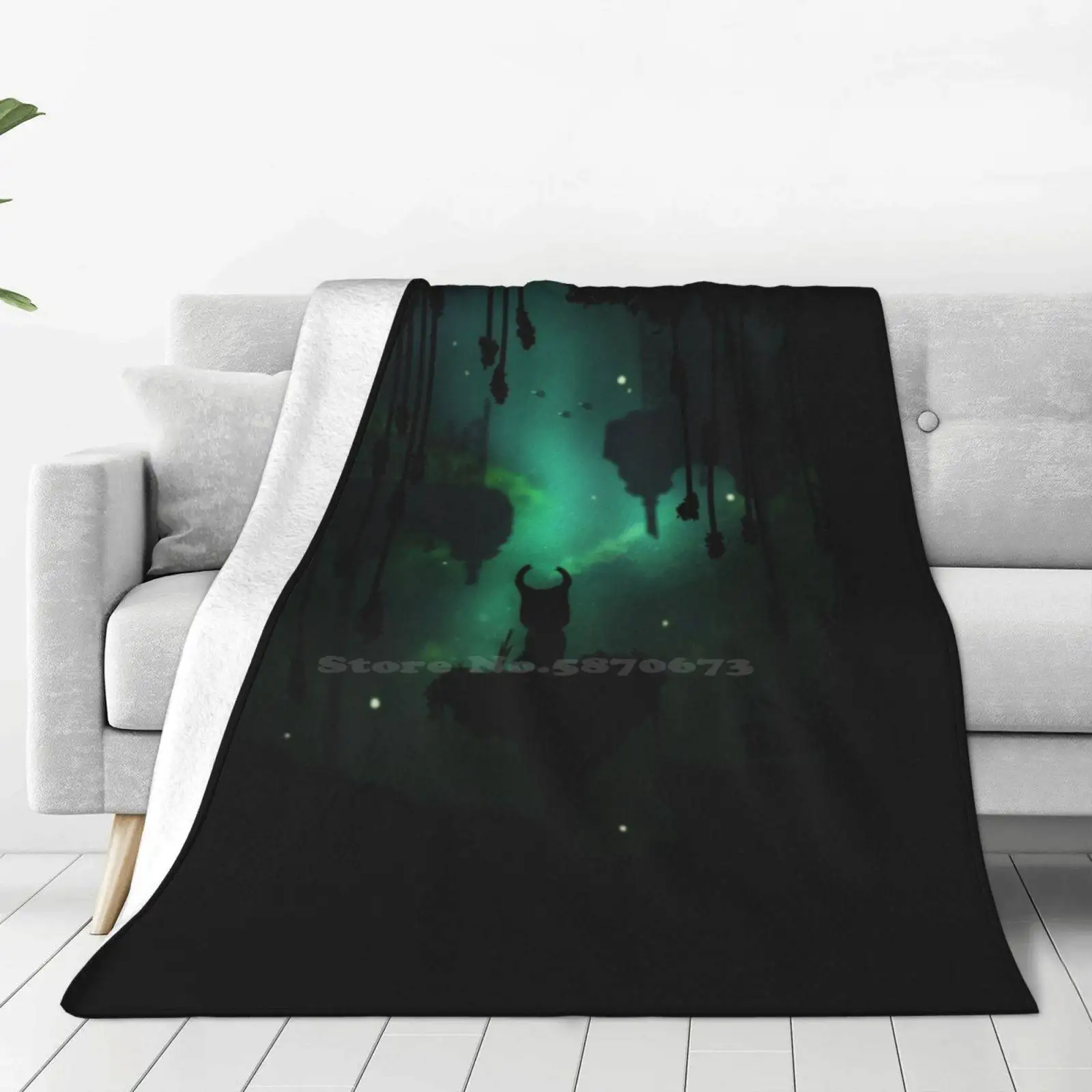 The Greenpath Soft Warm Light Thin Blanket Hollow Knight Silksong Gaming Games Gamer Platformer Nature Blue Purple Black Dark