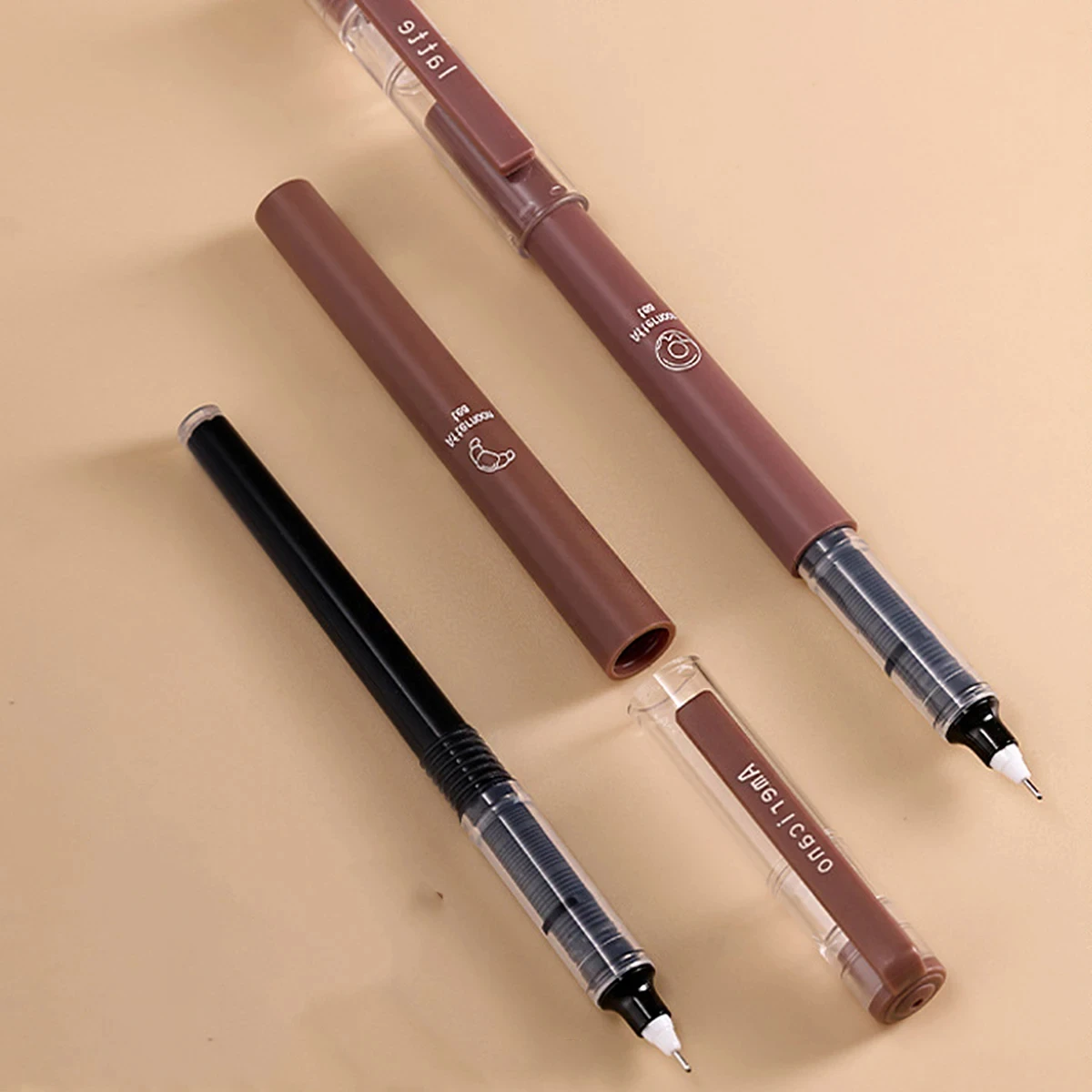 Pack of 6 Brown Gel Pens - 0.5mm Tip, Quick-drying Ink, Large Capacity, Suitable For Signature Writing