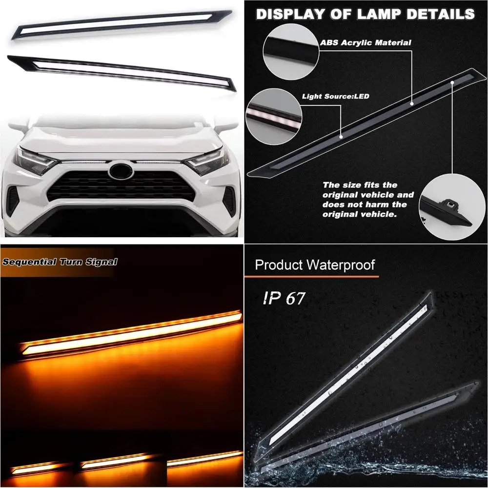 

Toyota RAV4 LED DRL Front Fog Light with Sequential Turn Signal, Compatible with 2019-2022 Models (Clear Lens)