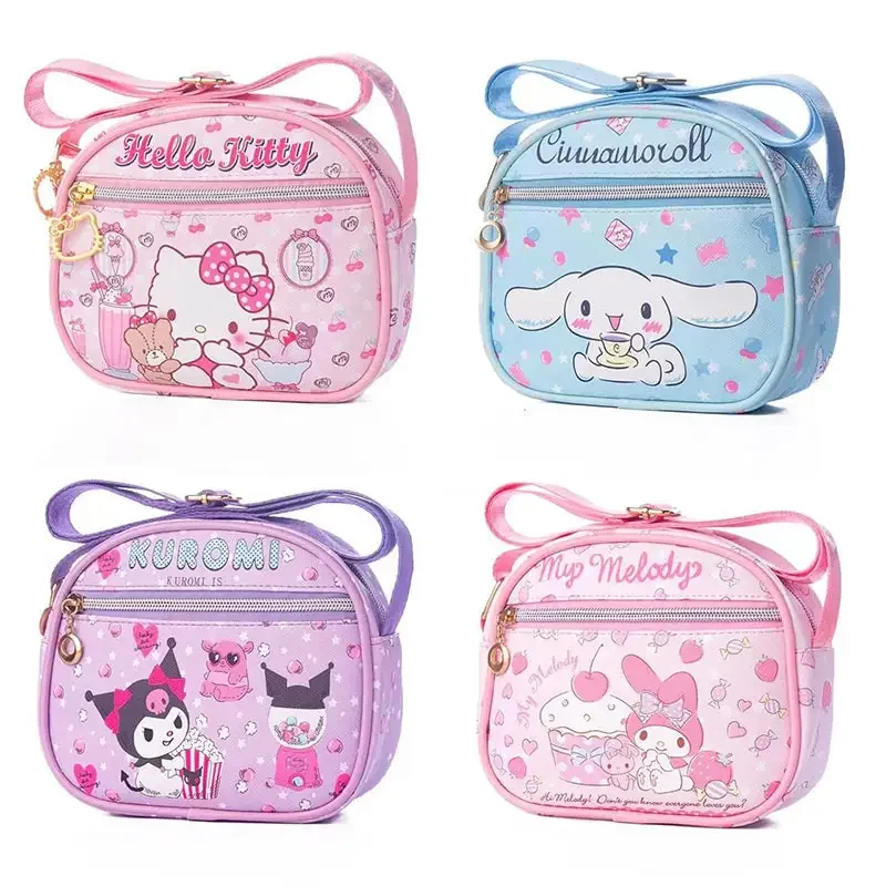 

Sanrioed Anime Kawaii Cartoon Hello Kitty My Melody Kuromi Cinnamoroll Cute Mini Leather Shoulder Messenger Bag Birthday Gift