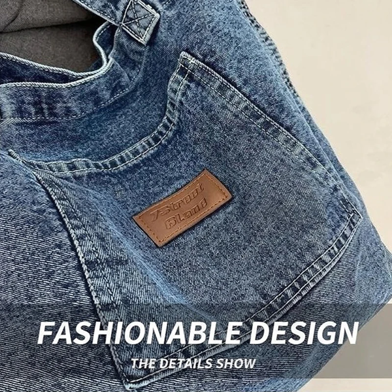 Designer-Handtasche aus Denim, luxuriöse Designer-Tragetasche, modische Clutch-Taschen, einfarbige, schlichte Damen-Handtaschen für den täglichen Gebrauch, 202 – Detail 9