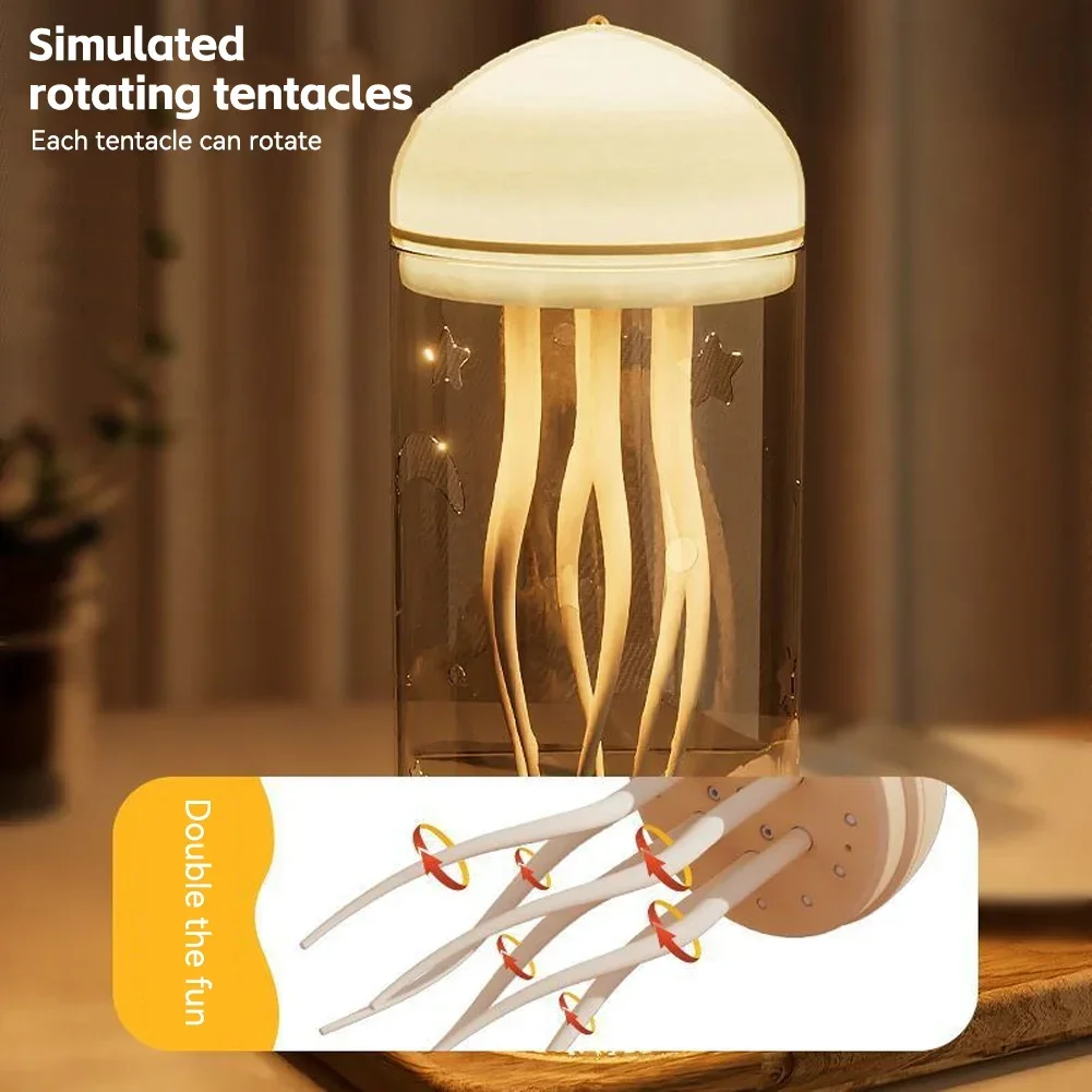 Rotating Jellyfish Night Light Jellyfish Nightlight Decorative Jellyfish Bedside Lamp Atmosphere Light for Home Bedroom Decor