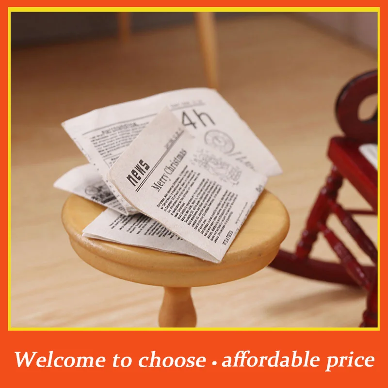 *1set 4.5*3.5CM Paper Simulation Model 1PC Toys Home Furniture Accessories 1/12 Dollhouse Miniature Retro Newspaper Set
