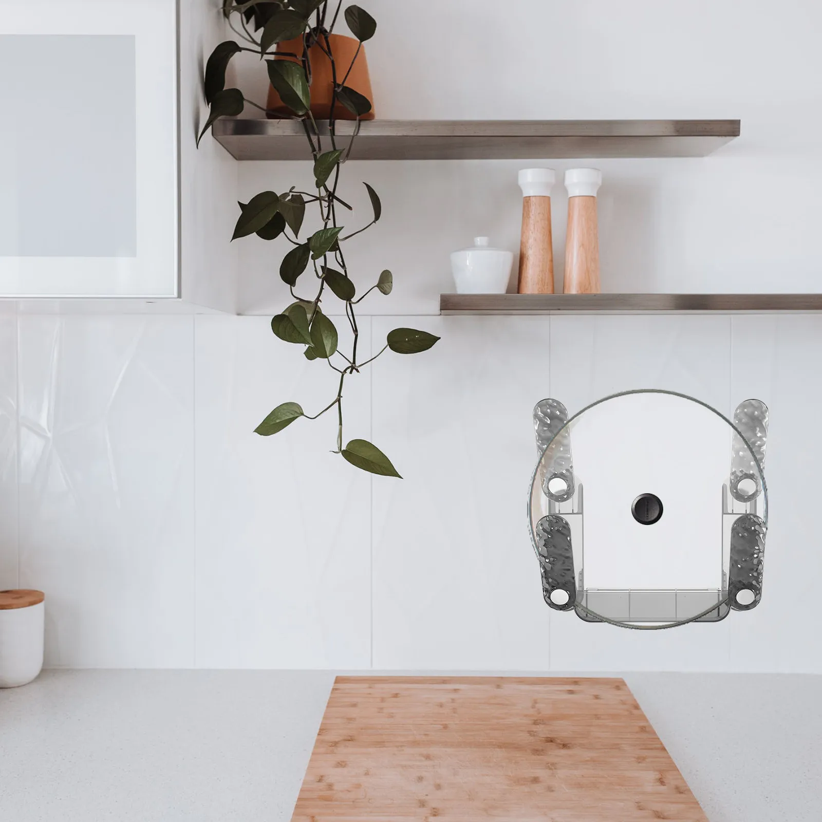 Double Layer Wall Mounted Pot Lid Holder with Glacier Grain Finish No-Drill Installation Heavy Duty Kitchen Utensil Organizer