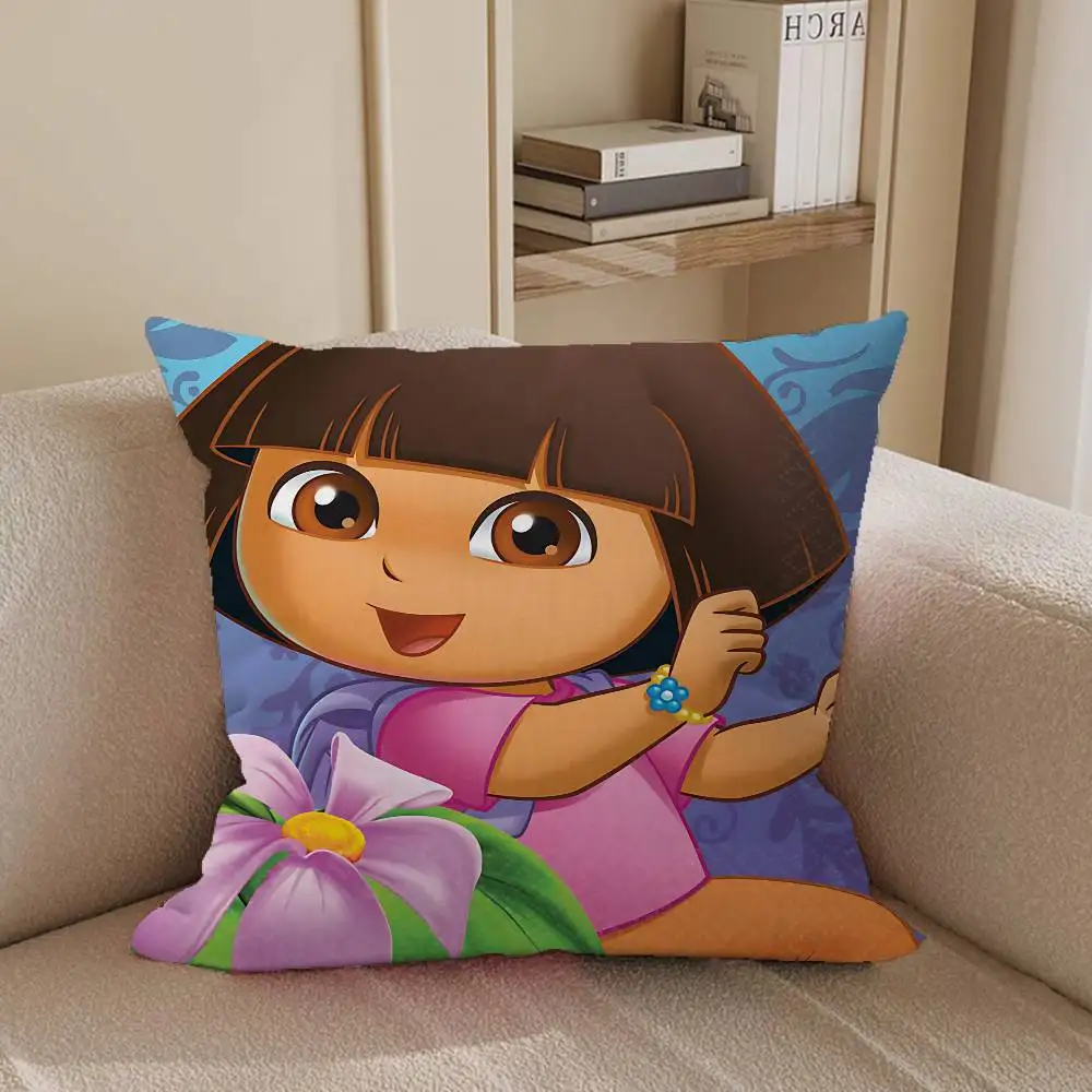 غطاء وسادة كلاسيكي من الرسوم المتحركة Dora The Explorer غطاء وسادة قابل للإزالة وقابل للغسل - كتان ناعم لجميع المواسم