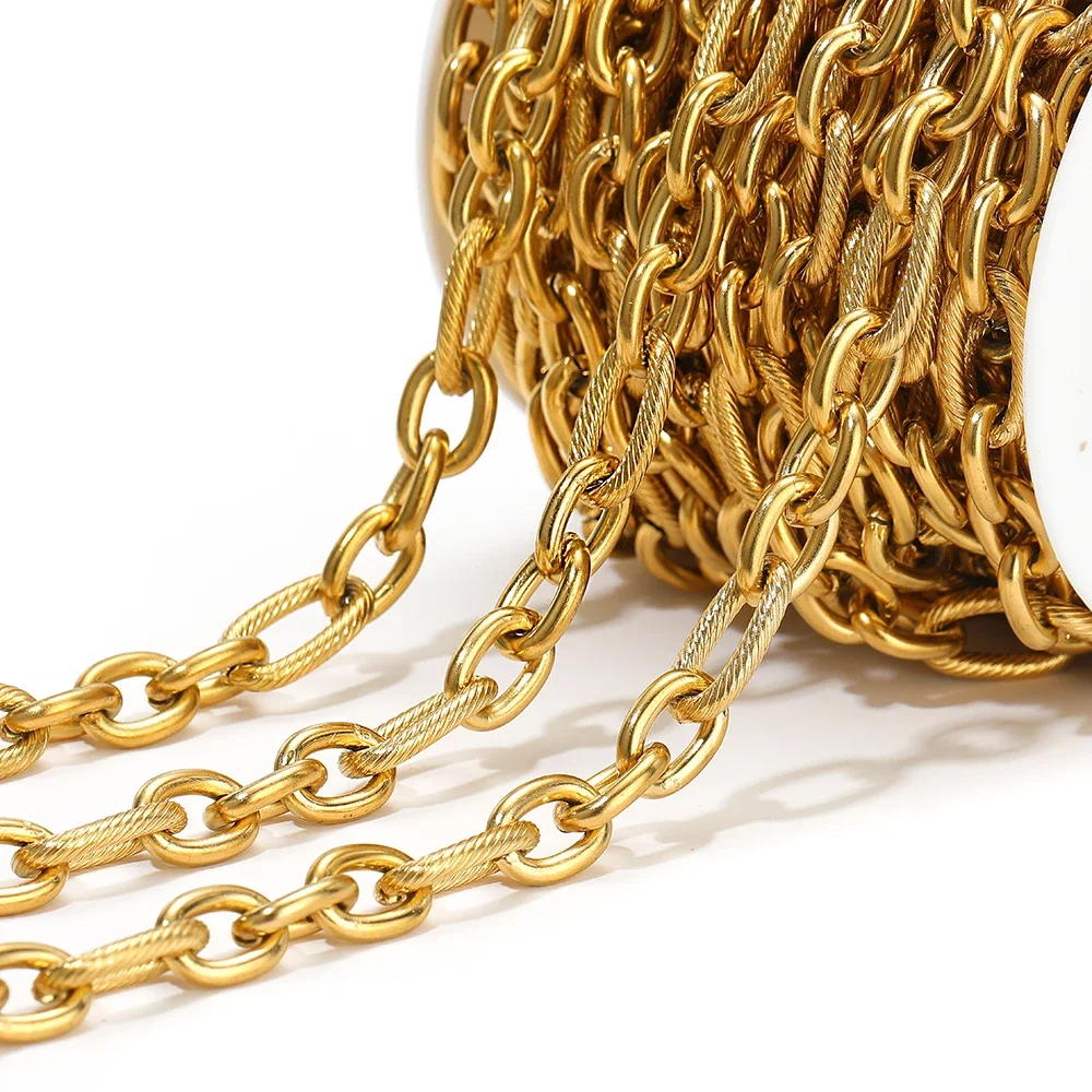 1 متر الفولاذ المقاوم للصدأ الذهب 3:1 O ربط رولو كابل سلاسل مكتنزة DIY بها بنفسك صنع المجوهرات أساور لوازم قلادة النتائج #1