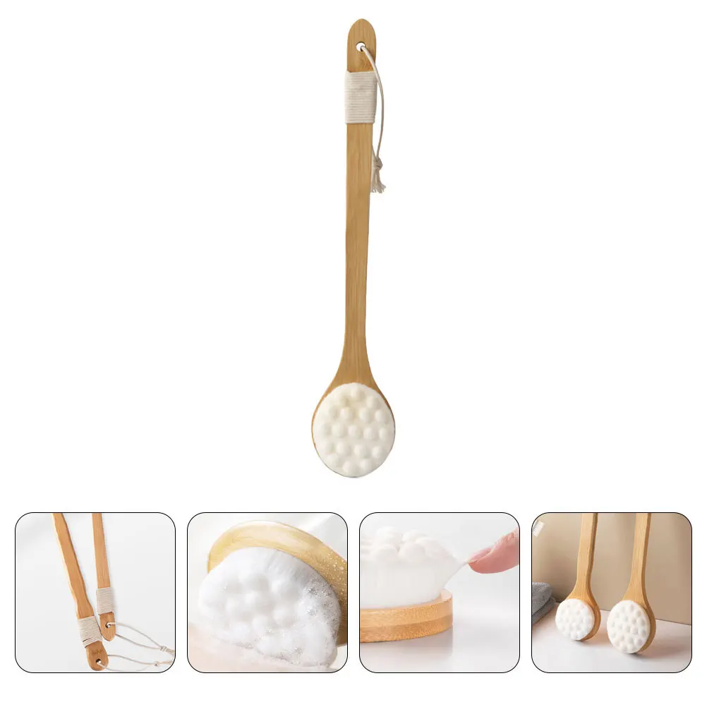 

Long Handle Shower Brush Bamboo Scrubber Ergonomic Deep Clean Bath Back Washer Exfoliating Skin Massage Durable