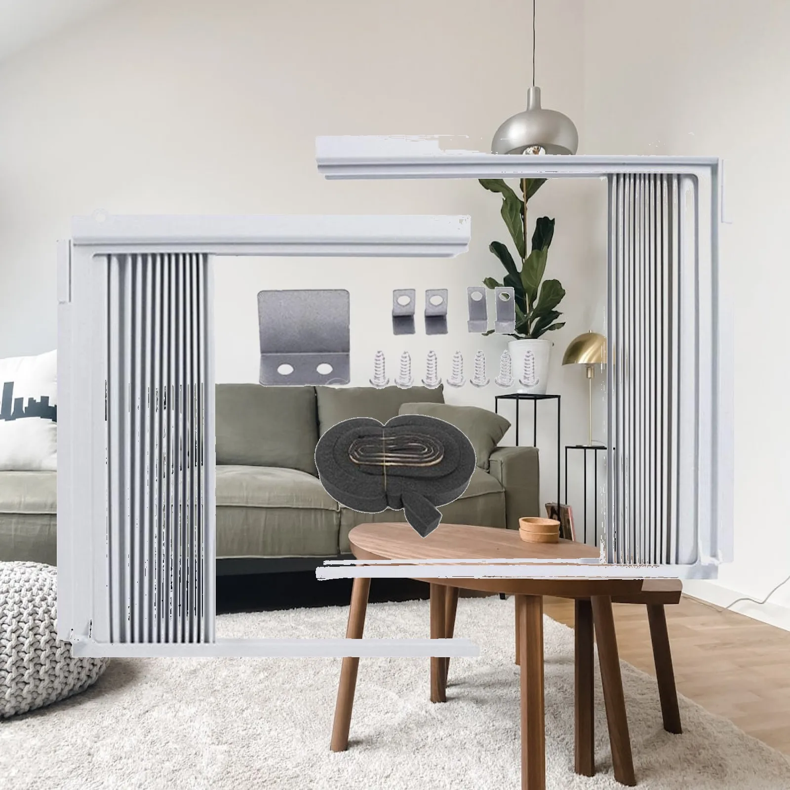 Window Air Conditioner Insulation Panels Double Layer for Interior Air Conditioning Window Fabric Easy Install