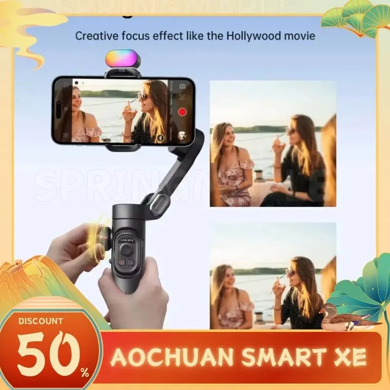 Aochuan Smart Xe Gimbal-stabilisator Video-opname Magnetisch invullicht Op maat voor smartphone Iphone Opvouwbare Android Gimble