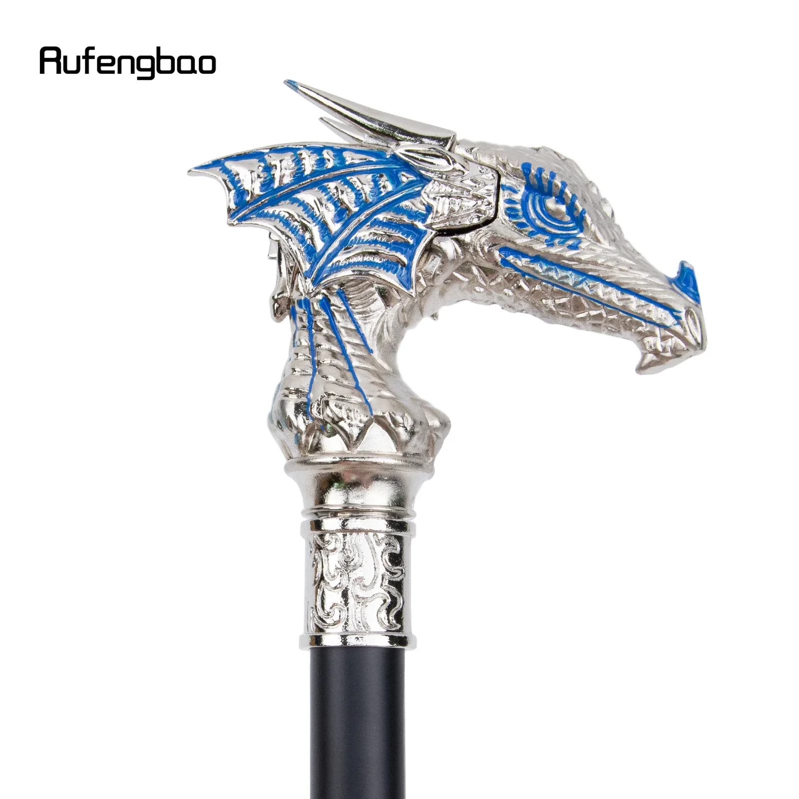 Blauw Wit Luxe Dragon Head Walking Cane Mode Decoratieve Wandelstok Gentleman Elegante Cosplay Cane Knobbel Crosier 94Cm