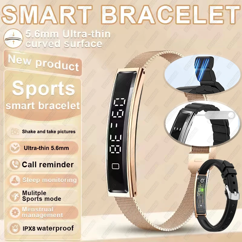 Ultra Thin Fashion Women Smart Bracelet Sport Mode Fitness Tracker Heart Rate Health Monitoring IP68 Waterproof Smart Watch Men