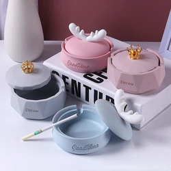 Ashtray with Lid Nordic Style Female Gift Cute Pink Living Room Bedroom Interior Smokeless