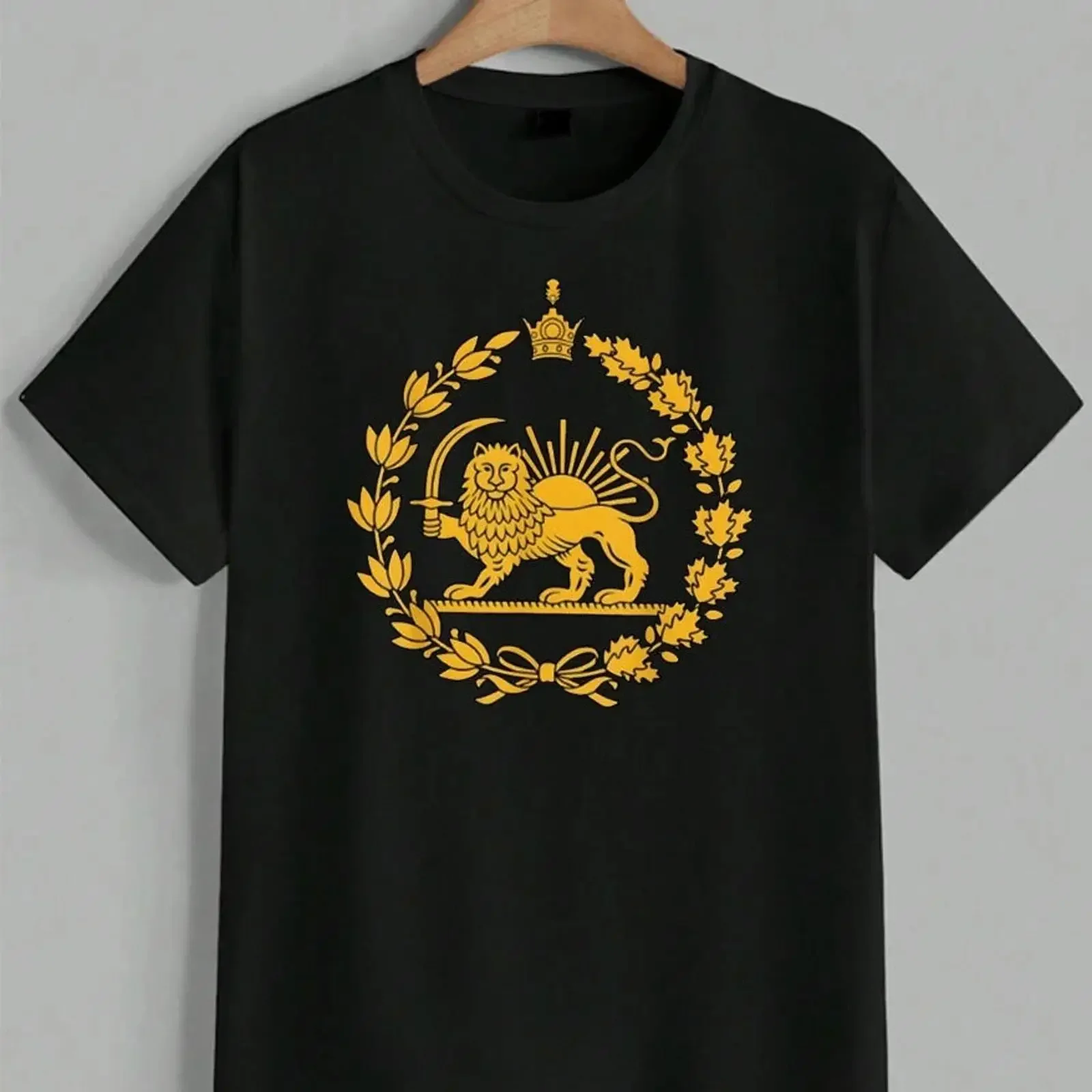 Persian Lion And Sun T Shirt Iran Shir O Khorshid Flag Emblem  vintage Washed Slightly Casual Stylish Unisex streetwear