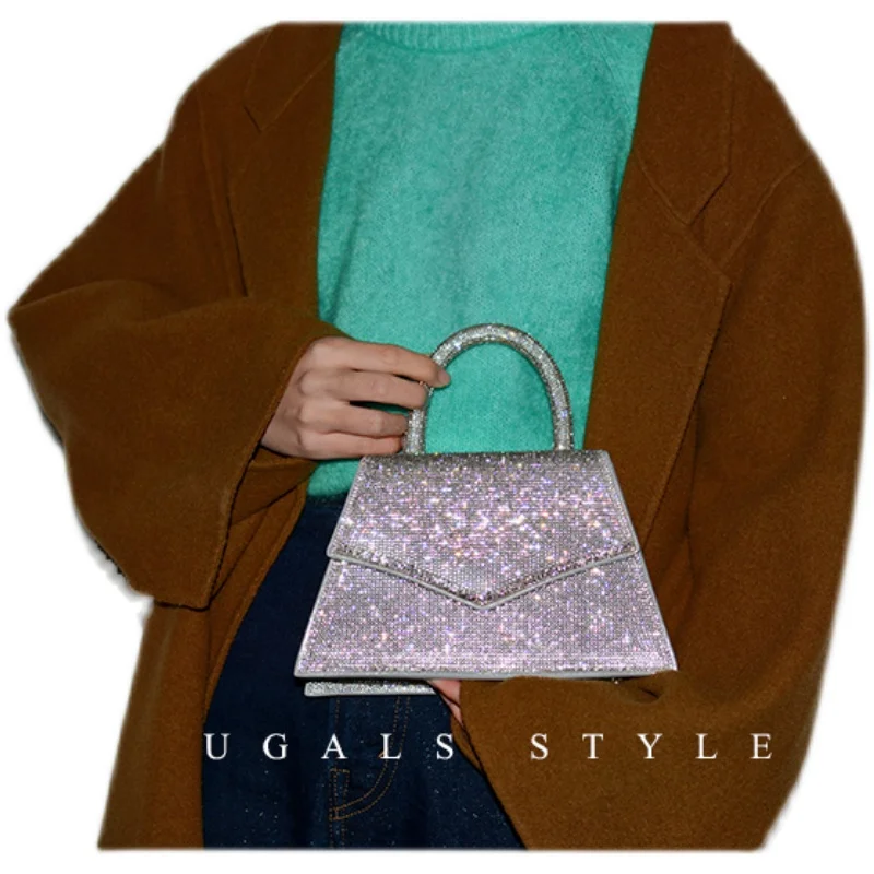 Sac à main de luxe pour femmes, pochette de soirée à paillettes et strass brillants, diamant, sac à main scintillant pour fête de mariage, sacoche à bandoulière