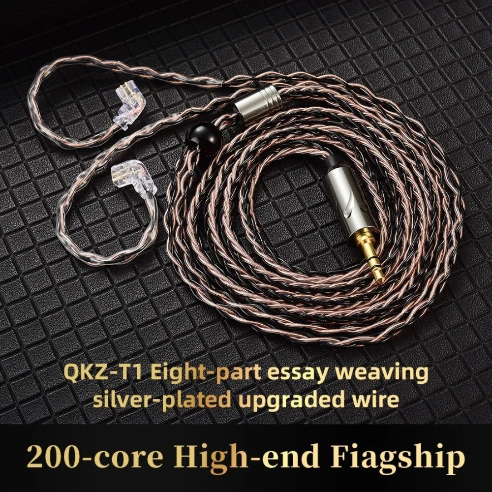 8-Strand QKZ T1 Headphone Upgrade Cord 2Pin KZ 200 Core Earphone Replacement Cable KZ Wired Headphones 0.75MM