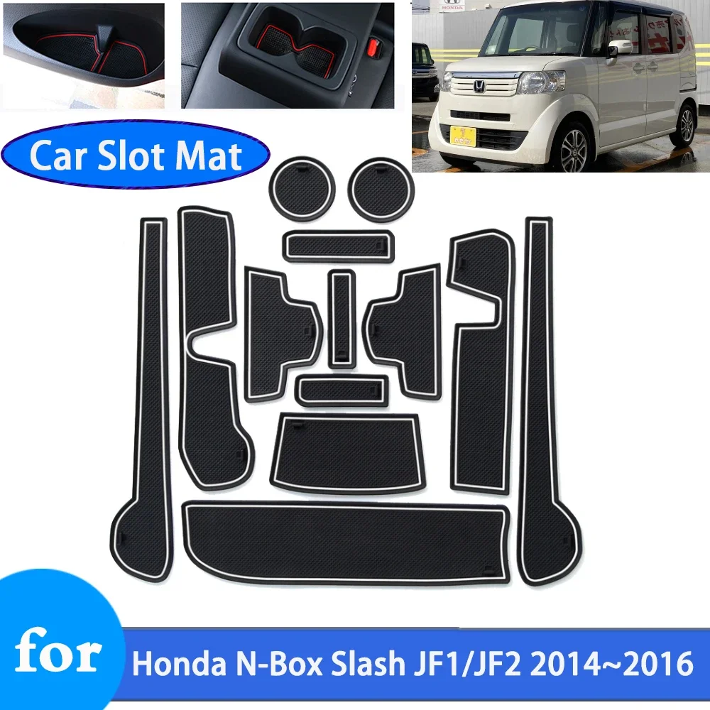 Non-slip Car Gate Slot Mat for Honda N-Box N Box Slash JF1/JF2 2014 2015 2016 Anti -slip Rubber Mat Door Groove Cup Accessories