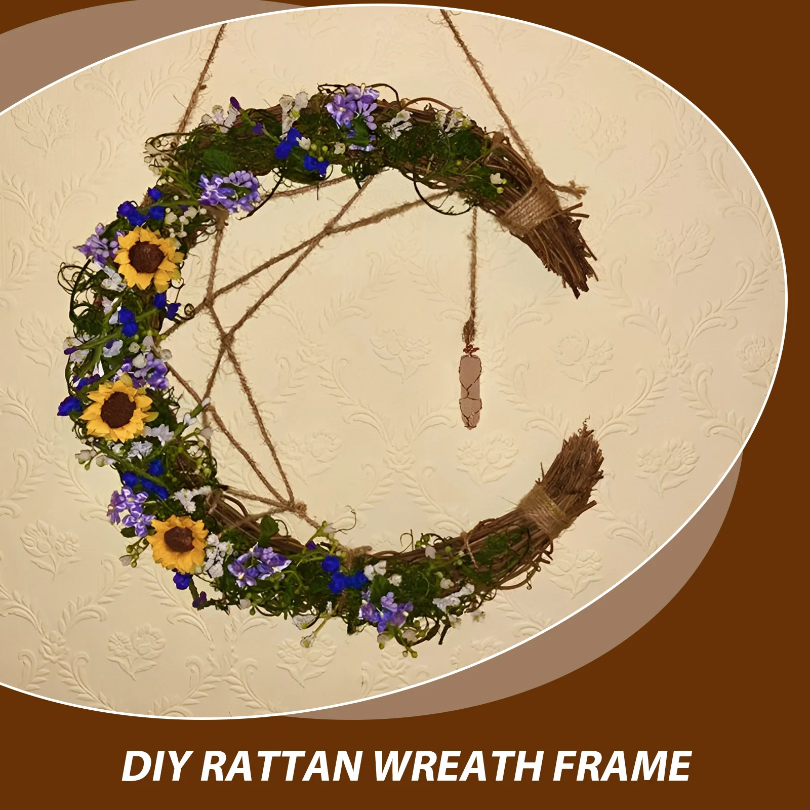 

2Pcs DIY Rattan Wreath Moon Shaped Frame for Dream Catcher Floral Arrangement DIY Rattan Wreath Dream Catcher Circle