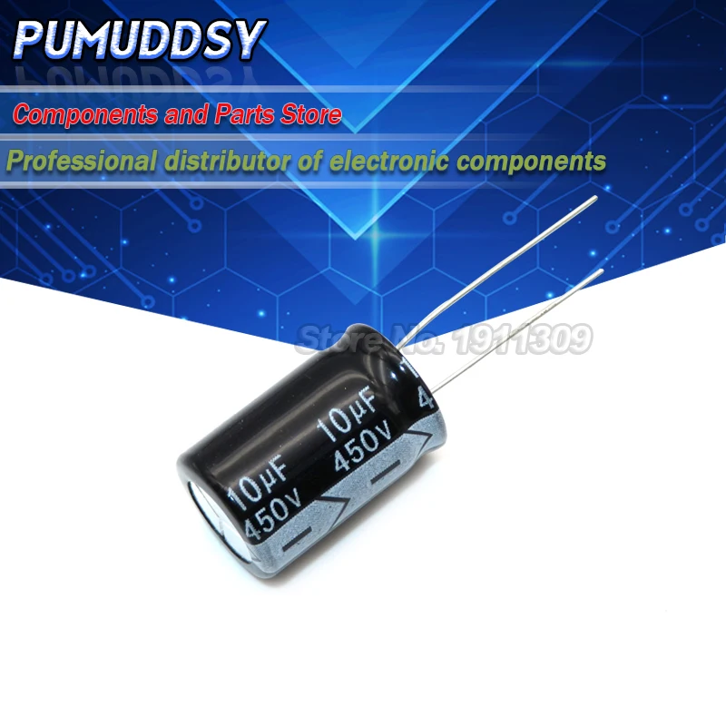 10 sztuk wysokiej jakości 450V10UF 13*21mm 10UF 450V 13*21 kondensator elektrolityczny — zdjęcie 2