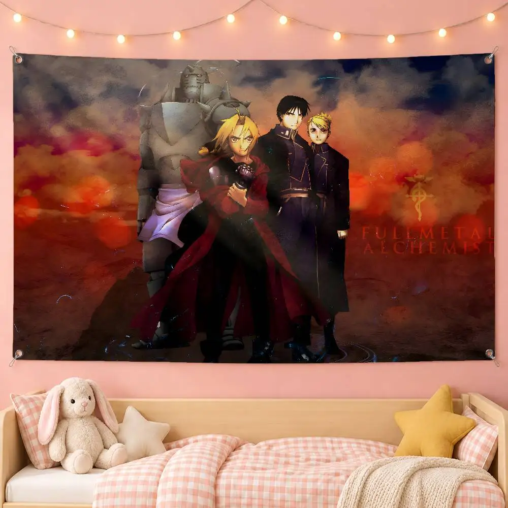 Trending Anime Fullmetal Alchemist Edward Elric Indoor Outdoor Flag Banner Party Decor Hanging Wall Backdrop