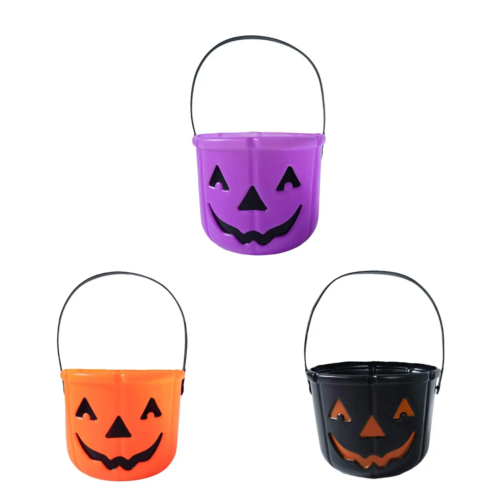 Jack O Lantern Candy Bucket Holder Durable PVC Portable Halloween Gift Basket for Party Favors Decoration