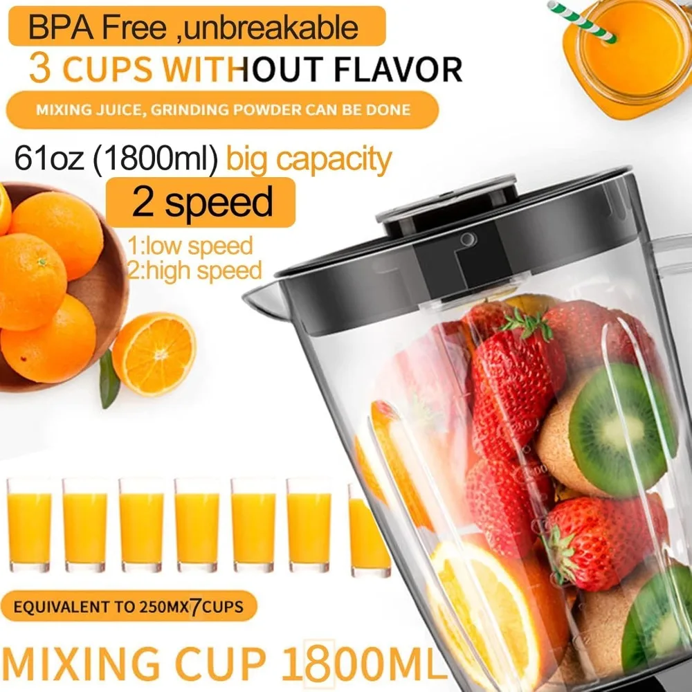 キッチン用4 in 1ブレンダーとフードプロセッサーコンボ、シェイクやスムージー用ブレンダー、肉のみじん切り、乾式粉砕