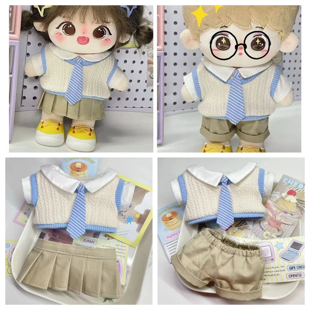 

Gift Handmade 20cm Cotton Doll Clothes Shirt Vest Tie Pant/Dress Outfit Accessories Kawaii Handmade Doll Clothes for 20cm Dolls