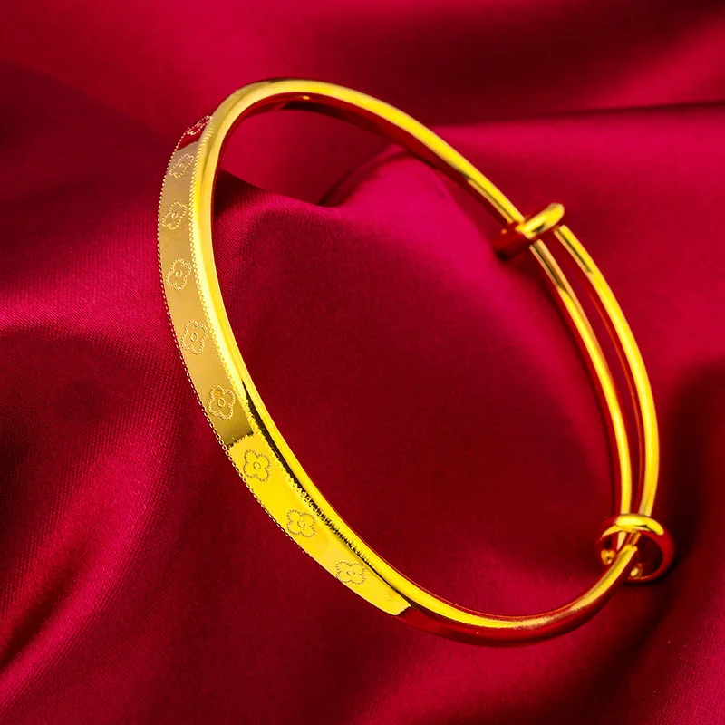 

24K Gold Leaf Bangle | AU999 Pure Gold, 3D leaf veins, shiny finish, elegant for daily wear