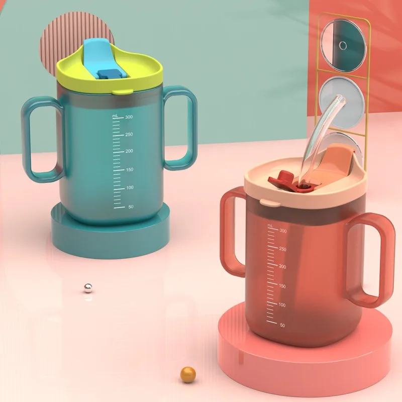 300ml for Child Water Cup Child  Water Drinking Cup with Lid and Straw Unspillable Child  Feeding Cups