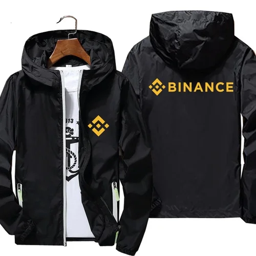 Binance Exchange 코인 암호화 지퍼 바람막이 얇은 햇빛 차단 재킷, 지퍼 후드 바람막이 사이클링 반사 재킷 