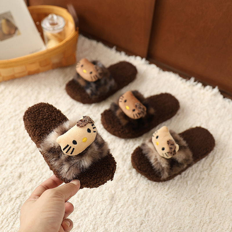  New Hairy Slippers Women Simple Design Warm Plush Slippers Korean Version Trendy Home Cotton Slippers 