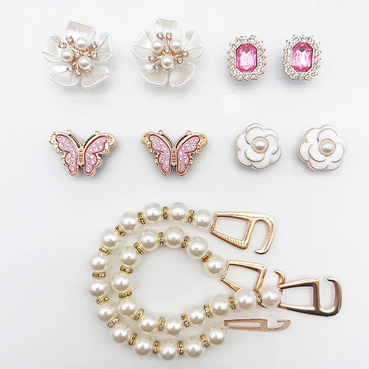 DIY-Serie Lochschuh-Blumen-Accessoires Mädchen-Schuhzubehör-Set Perlen-Schuhketten-Dekorationen – Detail 3