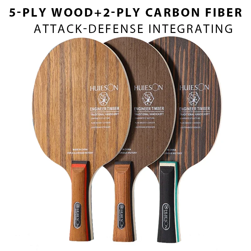 HuIESON Carbon Fiber Table Tennis Racket Blade 5 Ply Wood Ping Pong Blade Base Board 93g FL CS Grip Accessories