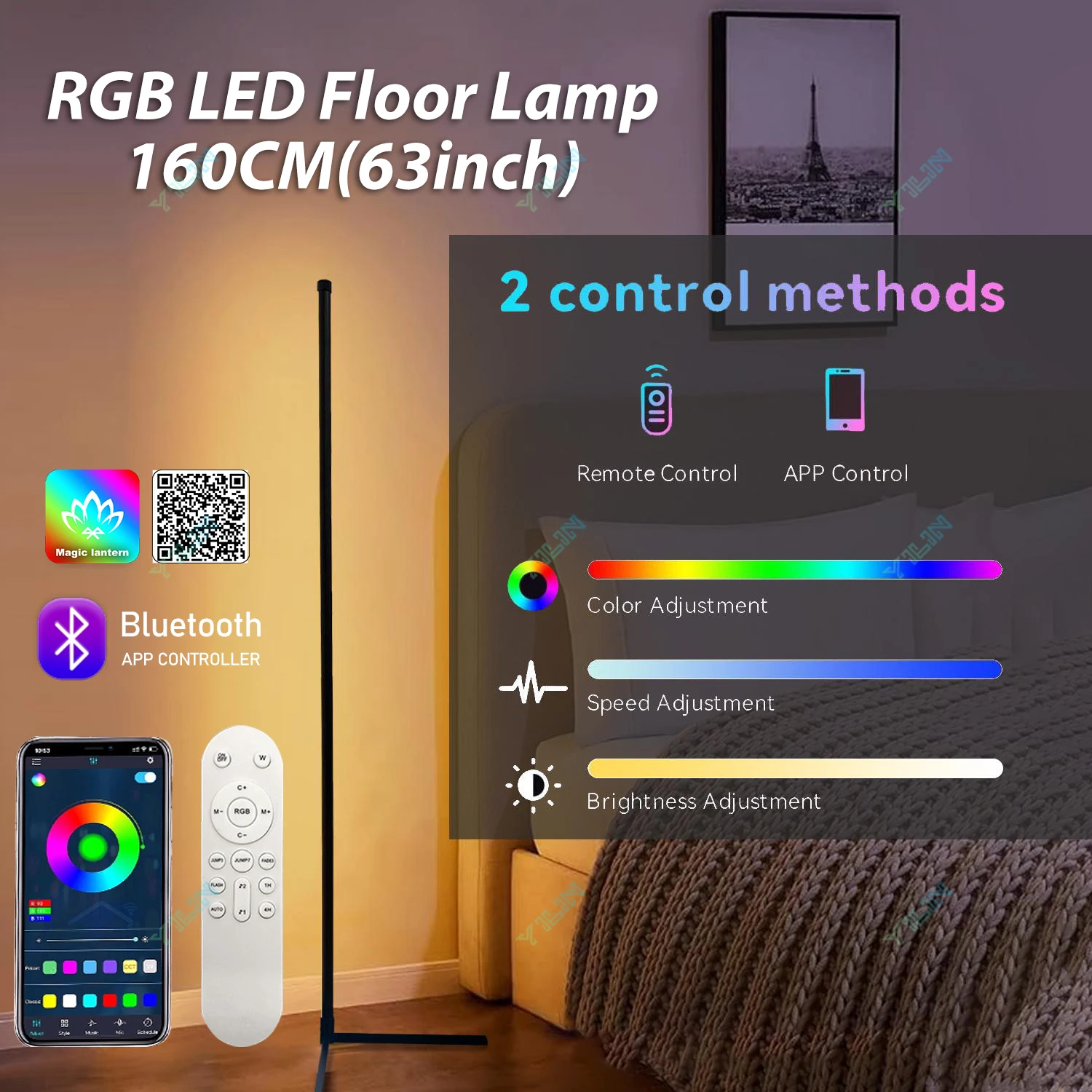 Upgraded Version Smart LED Floor Lamp RGBIC Bluetooth APP &Remote Control Nordic Stand Floor Mood Light For Game Room Decoration