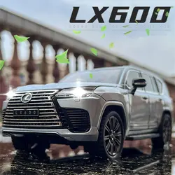 1:24 LX600 SUV 합금 럭시 자동차 모델, 다이캐스트 금속 장난감, 오프로드 차량 자동차 모델 시뮬레이션, 소리와 빛 어린이 장난감 선물