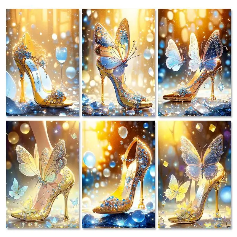 

GATYZTORY Acrylic Painting By Numbers For Adults Butterfly High Heels Drawing By Numbers Wall Art Paint Kit Gift Handpainted On