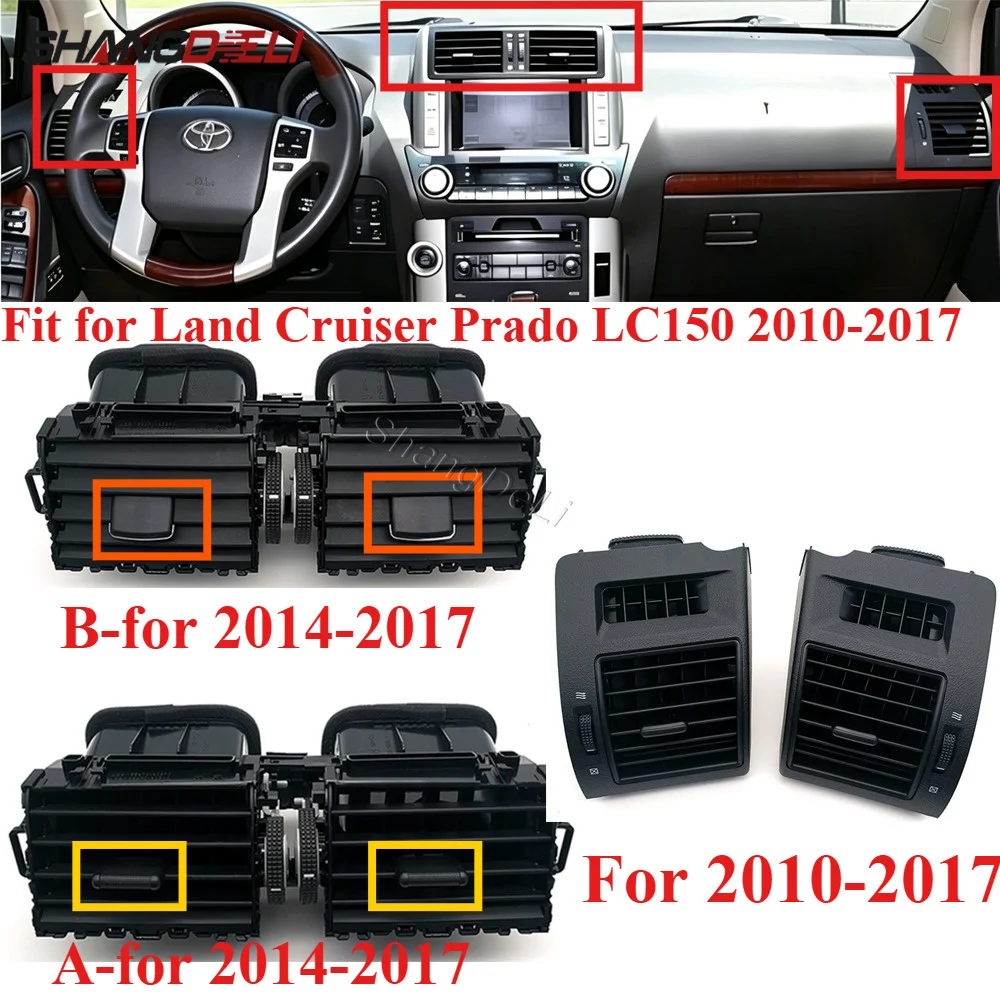 Car Dashboard AC Air Vent Grille Outlet Panel Kit Left Middle Right Fit For Toyota Land Cruiser Prado LC150 2010-2017