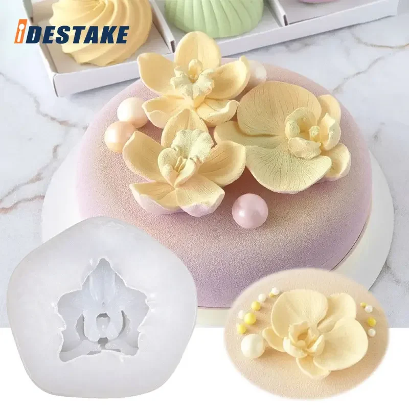 3D Orchid Cake Silicone Mold DIY Flower Fondant Jelly Mold Phalaenopsis Candle Soap Candy Chocolate Cake Decoration Baking Tool