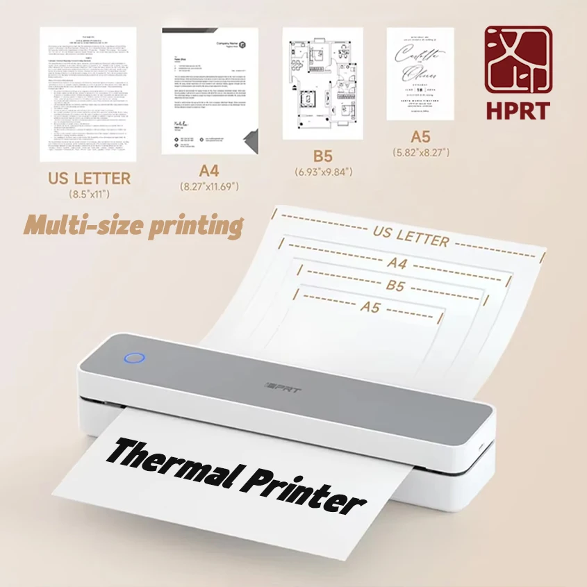 HPRT MT610 Portable A4 Thermal Printer Inkless Bluetooth Picture Document HD Printing A4 Paper Mini Printer For Office Study