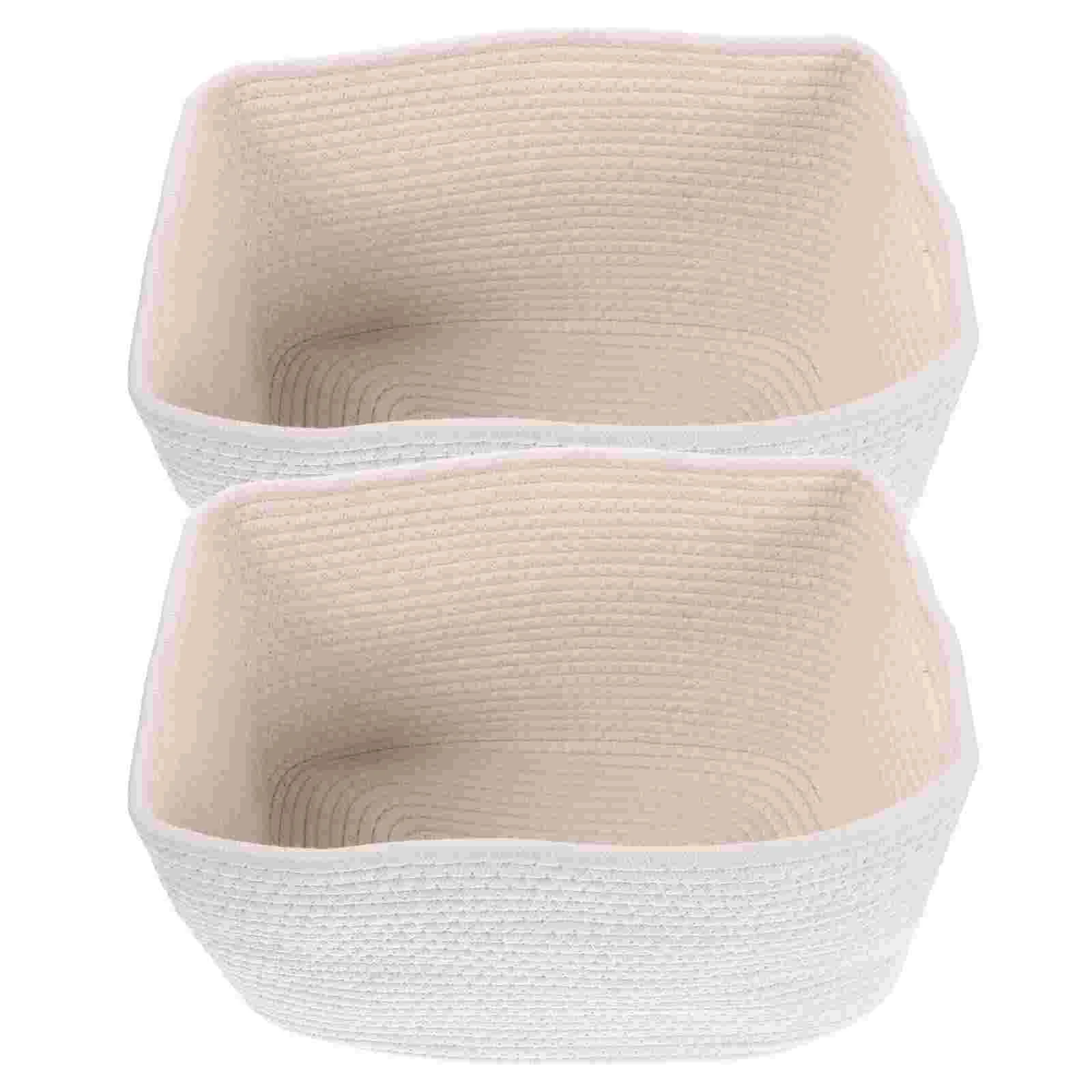 

2 Pcs Laundry Basket Kids Toys Cotton Rope Baskets Closet Storage Bins Child Room Organization Nursery Decor