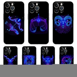 Zodiac Sign Transparent Phone Case Cover for iPhone 16 15 14 13 12 11 Pro Max XR 8 7 Plus XS Max Shockproof Luxury Shell Fundas