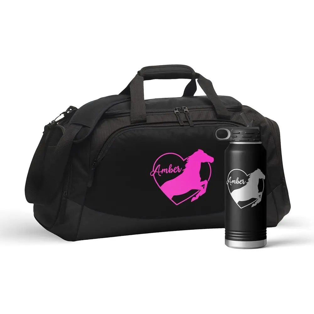 

Customizable Gym and Travel Duffel Bag with Shoe Compartment | Unisex Large Sports Bag for Gear and Clothing Storage | Black Hea