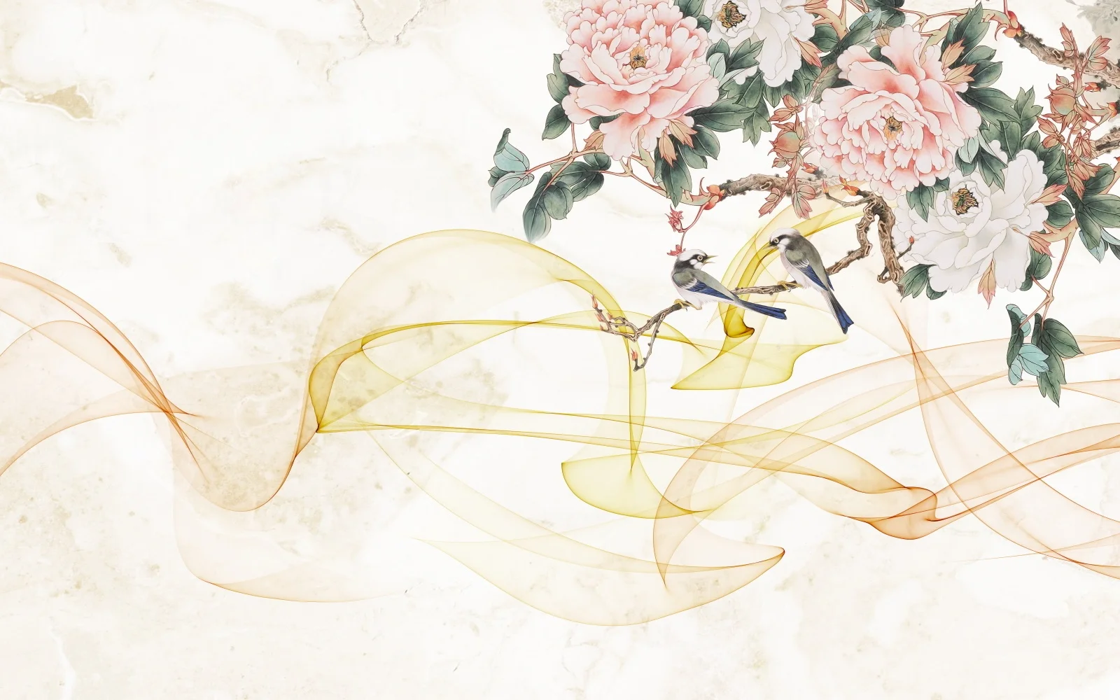 Custom 3D Wallpaper with Abstract Oil Painting Zen Ink Landscape Chinese Birds Murals for Home Decor、Line Mountain Wallpaper